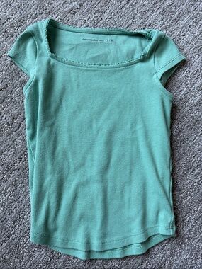 Abercrombie Kids Mint Green Ribbed Scoop Neck Top 7/8